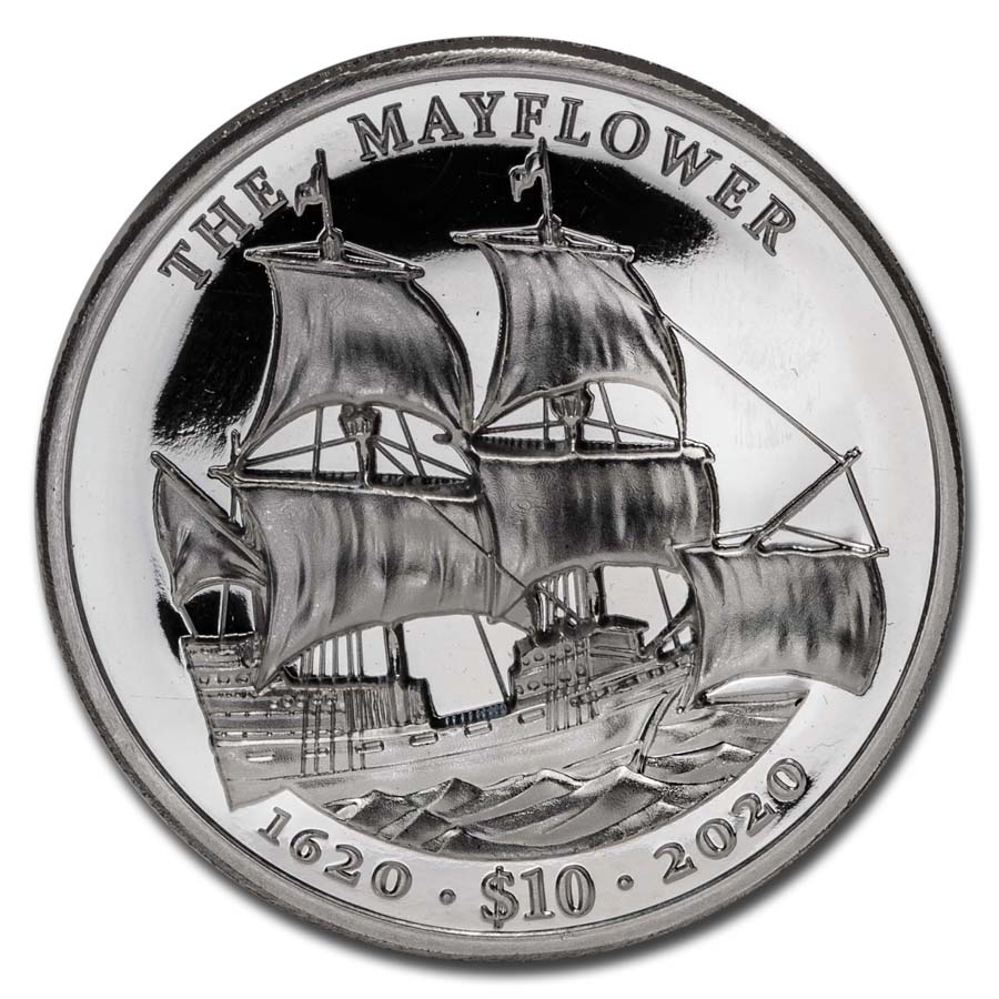 2020 400th Anniversary Mayflower Ultra High Relief 2 oz Proof Silver Coin